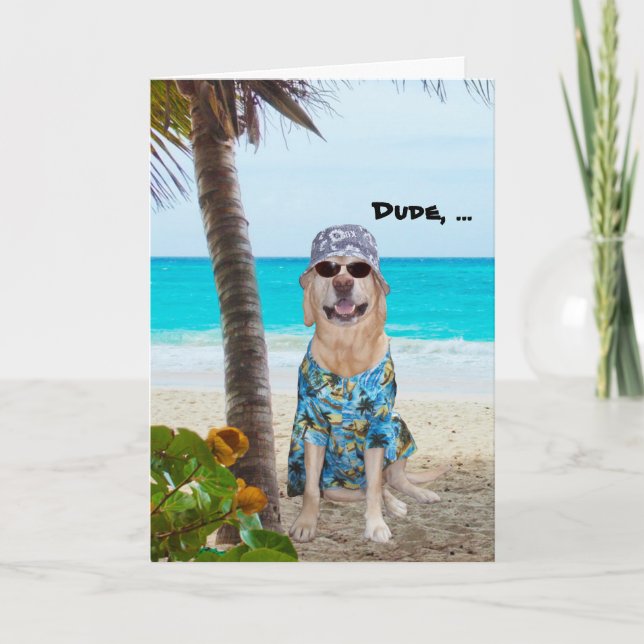 Rolig hund/lab hawaiian Birthday Kort (Framsida)