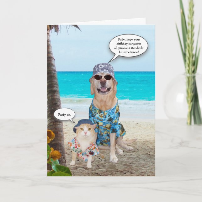 Rolig hund/lab hawaiian Birthday Kort (Framsida)