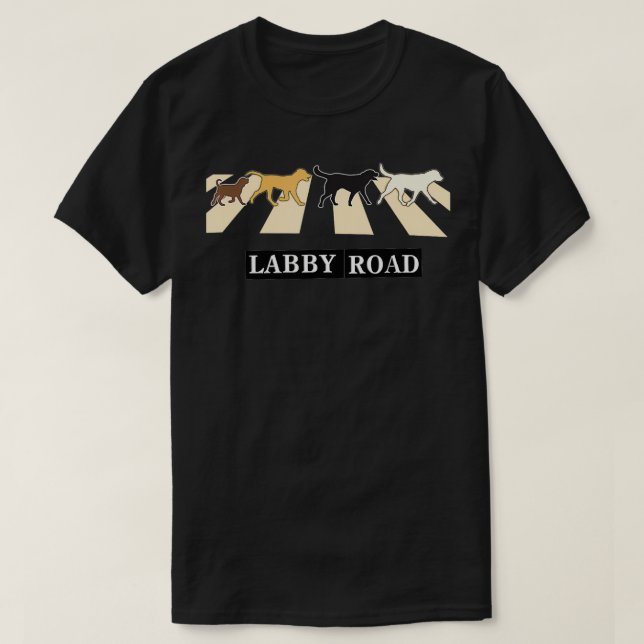 Rolig hund lab Labrador Puppy Labby Road Gift T Shirt (Design framsida)