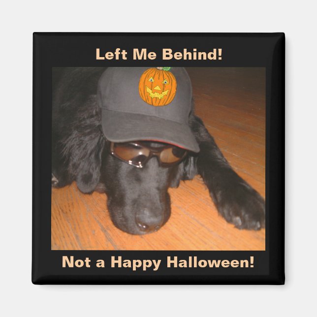 Rolig hund Lämnat bakom Halloween Magnet (Framsidan)