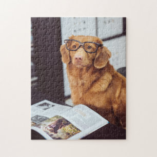 Rolig hund läsning pussel