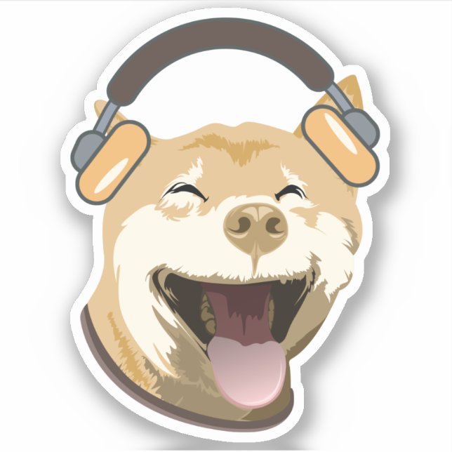 Rolig hund lyssna på musik klistermärken (Framsida)