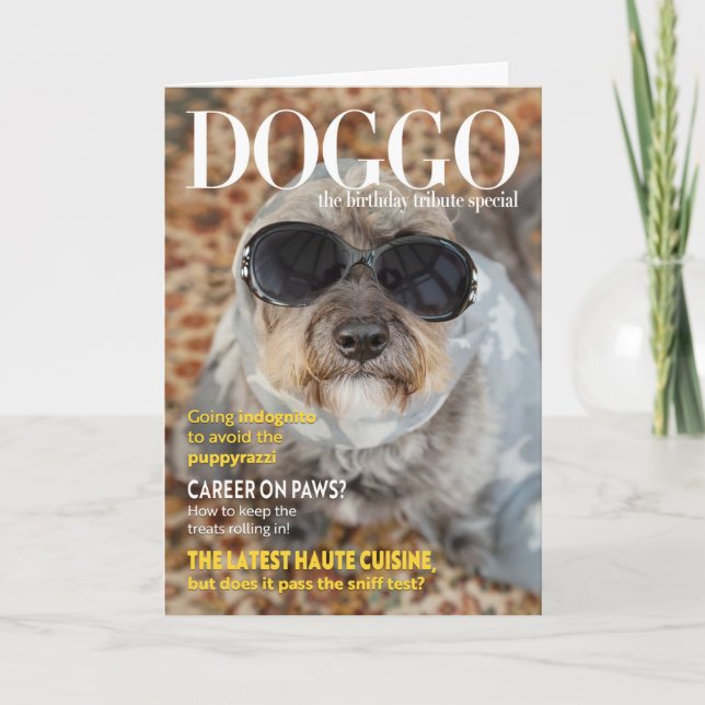 Rolig hund magazin Stil-födelsedag Kort (Framsida)