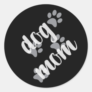 Rolig hund Mamma med Hund Tass avtryck Runt Klistermärke