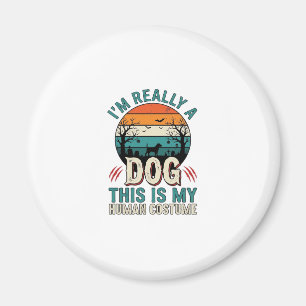 Rolig hund mänsklig kostym Vintage Halloween Tröja Magnet