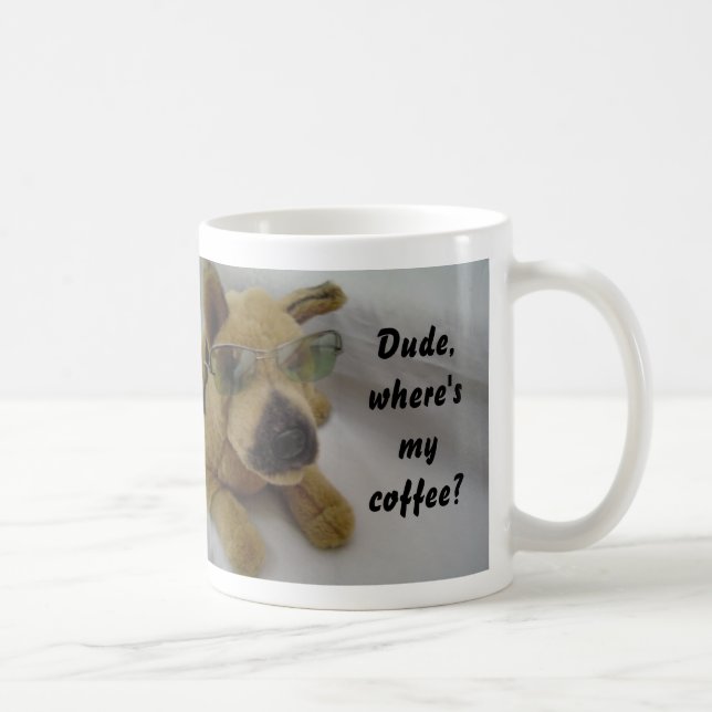 Rolig hund med kaffe som säger kaffemugg (Höger)