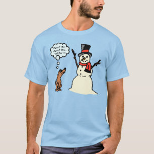 Rolig hund med snögubbejulskjortan tee