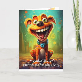 Rolig hund monster: Squeaker Saurus Birthday Tack Kort