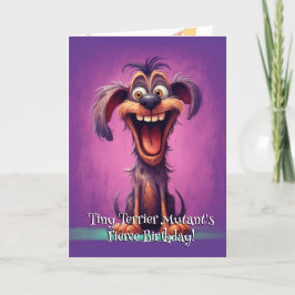 Rolig hund monster: Tiny Terrier Mutant Birthday Tack Kort