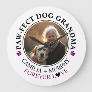 Rolig hund mormfoto för enkel svart text stor klocka