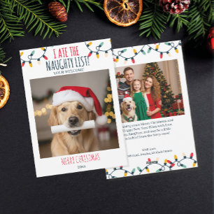 Rolig hund Naughty List-Anpassningsbar, julfoto Julkort