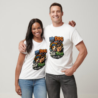 Rolig Hund och Ägare Retro Grafisk T-Shirt Design