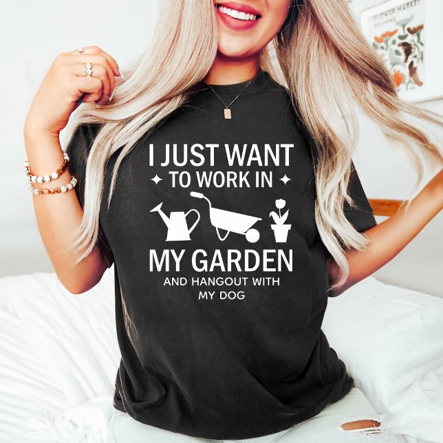 Rolig hund och  Älskare Black T Shirt (Funny Dog and Gardening Lover Black T-Shirt)