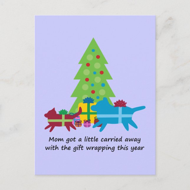 Rolig hund och katt Julklapp Helg Vykort (Framsida)