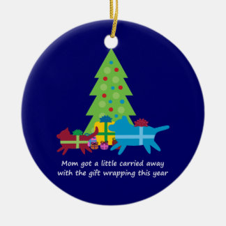 Rolig hund och katt Julklapp Julgransprydnad Keramik