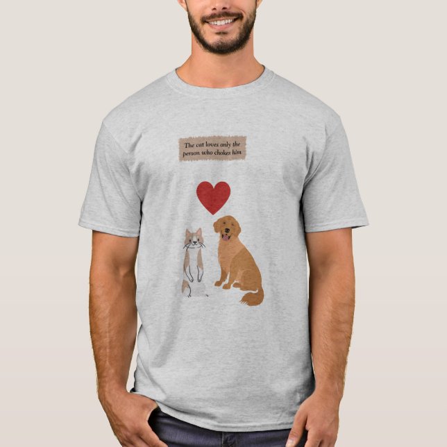 rolig hund och katt t shirt (Framsida)
