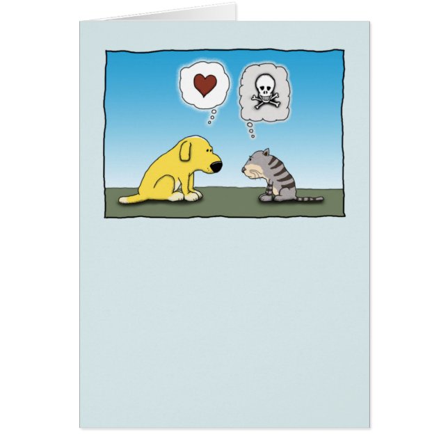 Rolig hund och kattkärlek och hat hälsningskort (Framsidan)
