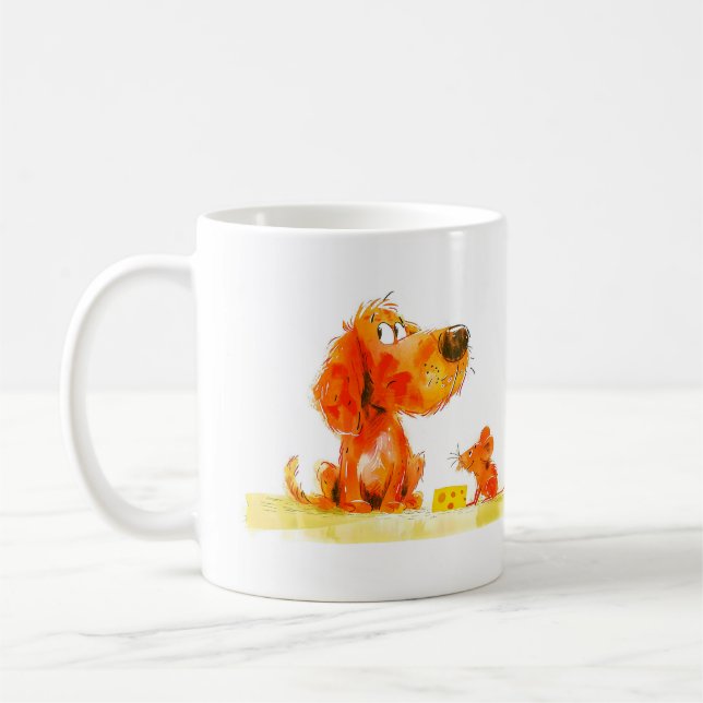 Rolig hund och mus kaffemugg (Vänster)