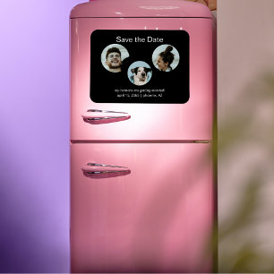 Rolig hund och par foto Bröllop spara datum Magnet