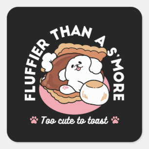 Rolig hund och S’more-design – Kawaii husdjursälsk Fyrkantigt Klistermärke