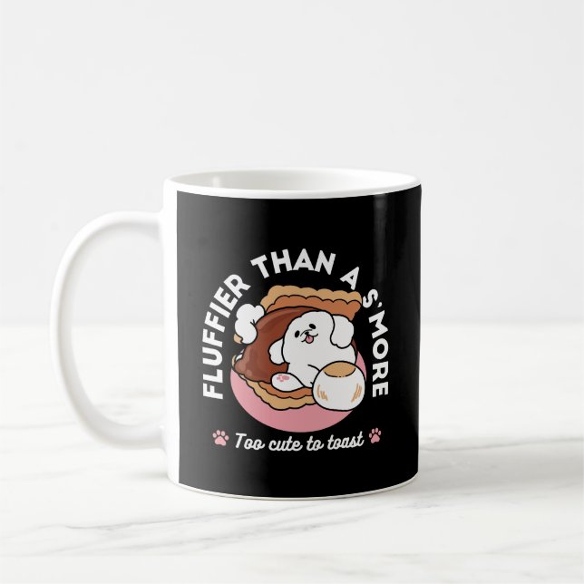 Rolig hund och S’more-design – Kawaii husdjursälsk Kaffemugg (Vänster)