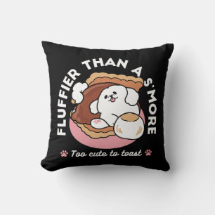 Rolig hund och S’more-design – Kawaii husdjursälsk Kudde