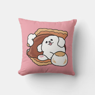 Rolig hund och S’more-design – Kawaii husdjursälsk Kudde