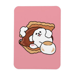 Rolig hund och S’more-design – Kawaii husdjursälsk Magnet