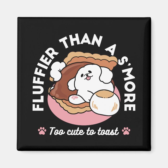 Rolig hund och S’more-design – Kawaii husdjursälsk Magnet (Framsidan)