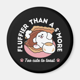 Rolig hund och S’more-design – Kawaii husdjursälsk Magnet