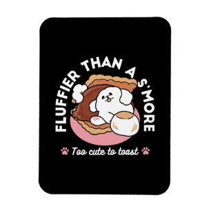 Rolig hund och S’more-design – Kawaii husdjursälsk Magnet
