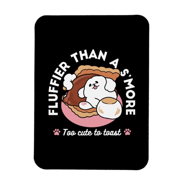 Rolig hund och S’more-design – Kawaii husdjursälsk Magnet (Vertikal)