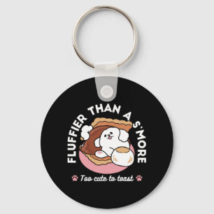 Rolig hund och S’more-design – Kawaii husdjursälsk Nyckelring