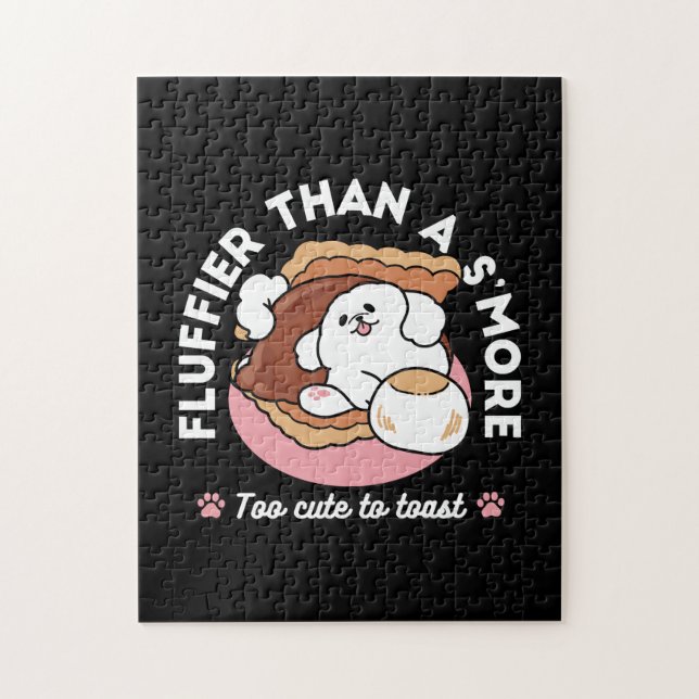 Rolig hund och S’more-design – Kawaii husdjursälsk Pussel (Vertikal)