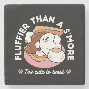 Rolig hund och S’more-design – Kawaii husdjursälsk Stenunderlägg