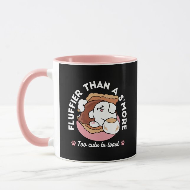 Rolig hund och S’more-design – Kawaii-kliché för h Mugg (Vänster)