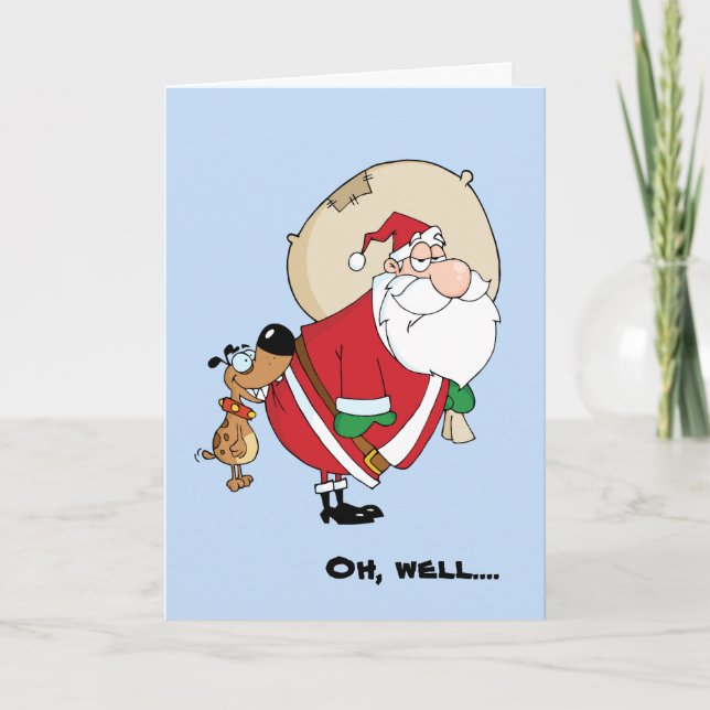 Rolig hund och Santa julkort Helgkort (Framsida)