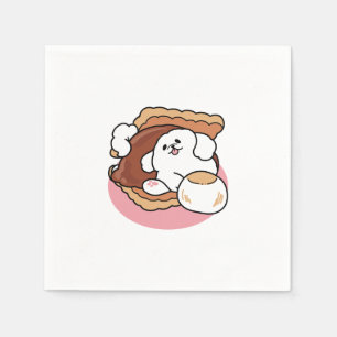 Rolig hund och S'more Design - Kawaii Djurälskare Pappersservett