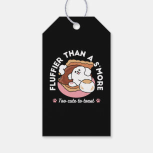 Rolig hund och S'more-design – Kawaii husdjursälsk Presentetikett