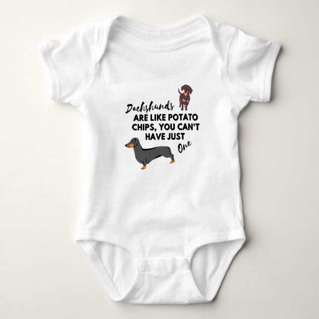 rolig hund offert: Dachshunds och Potato Chip T Shirt (Framsida)