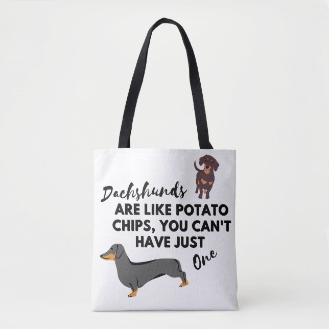 rolig hund offert: Dachshunds och Potato Chip Tygkasse (Framsida)