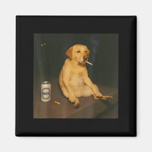 Rolig hund öl rökande meme sarkastisk hundälskare magnet