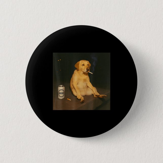 Rolig hund öl rökning meme sarkastisk hund älskare knapp (Framsida)