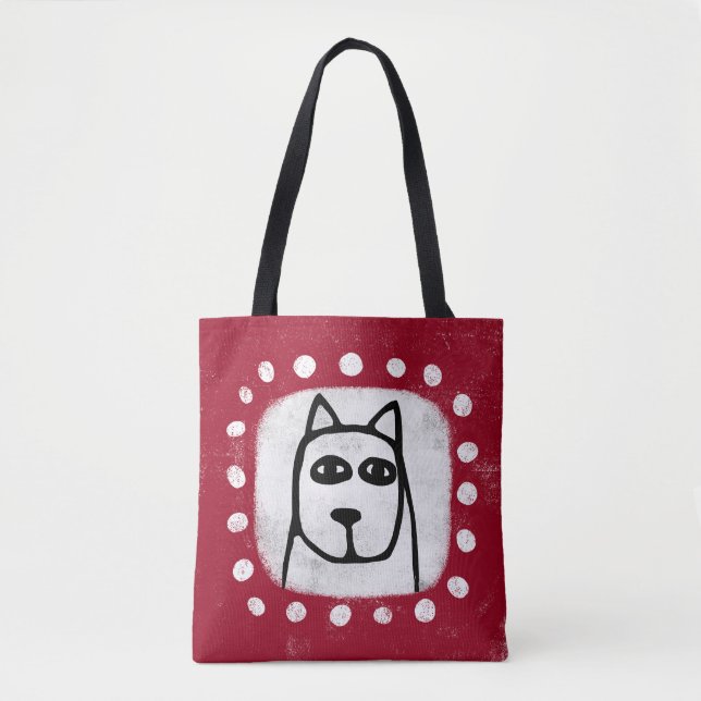 Rolig hund på Red Tote Bag Tygkasse (Framsida)