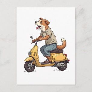 Rolig hund på scooter vykort