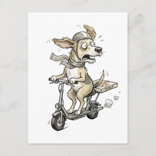 Rolig hund på scooter vykort