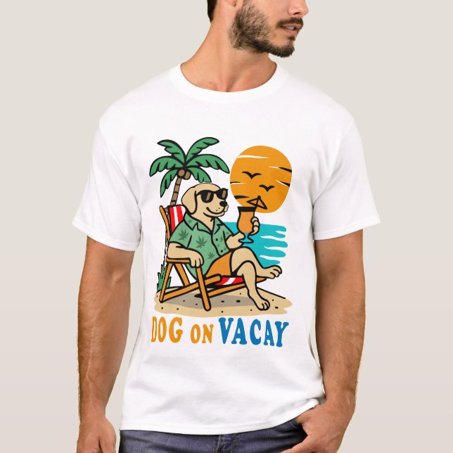 Rolig Hund på Semester T-Shirt | Söt Sommar (Framsida)