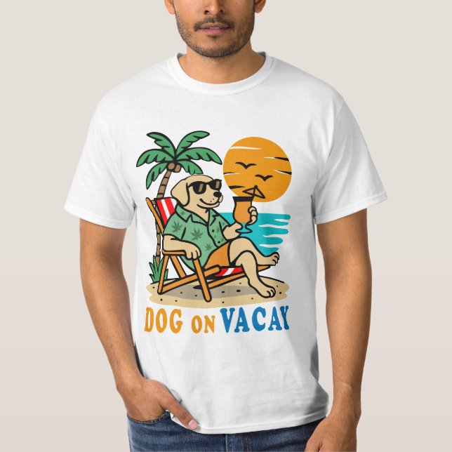 Rolig Hund på Semester T-Shirt | Söt Sommar (Framsida)