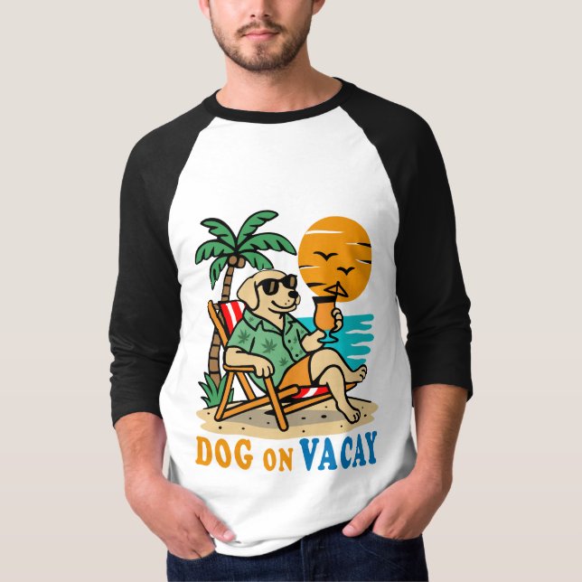 Rolig Hund på Semester T-Shirt | Söt Sommar (Framsida)