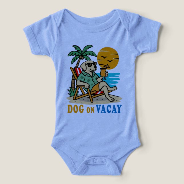 Rolig Hund på Semester T-Shirt | Söt Sommar (Design Framsida)